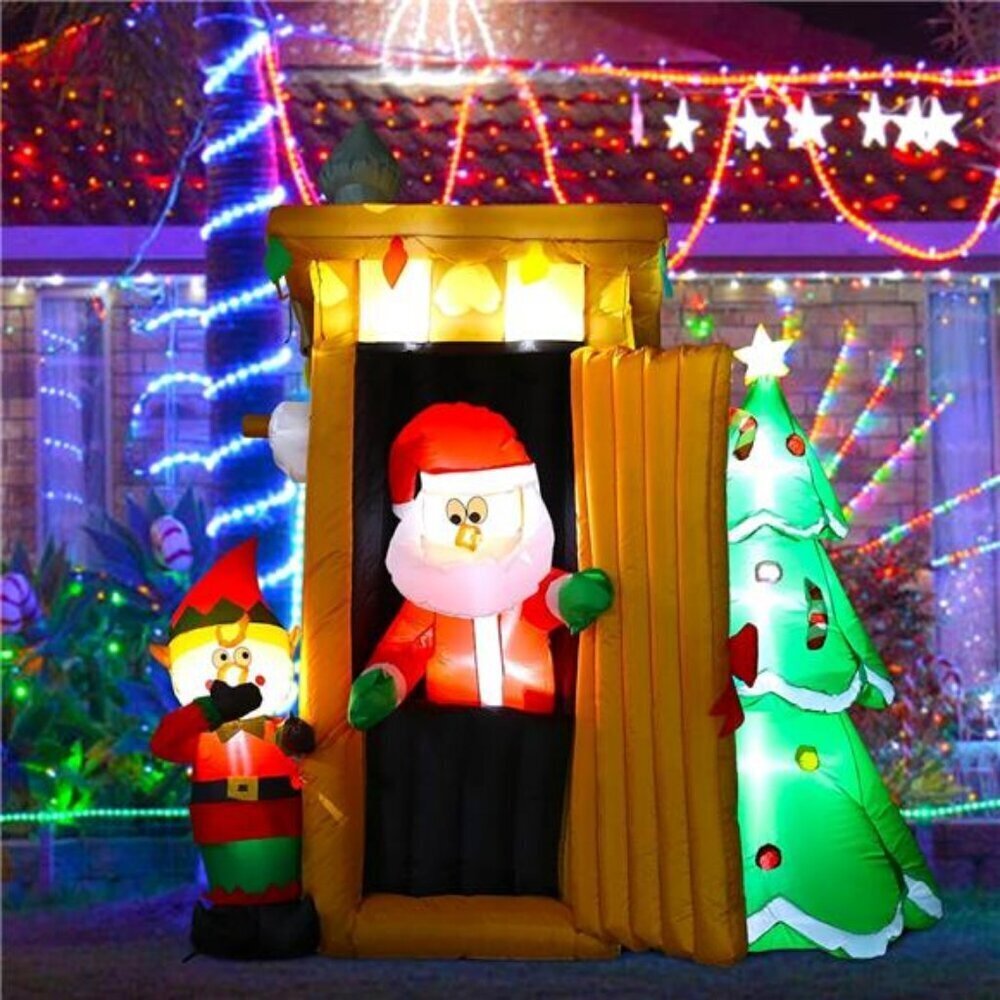 Inflatable Santa Outhouse 6FT Yard Decor Christmas